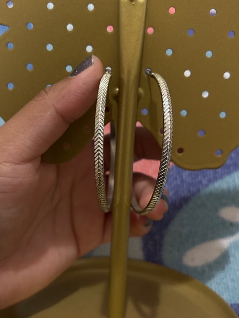 Silver Textured Hoop Earrings - Women Jewelry